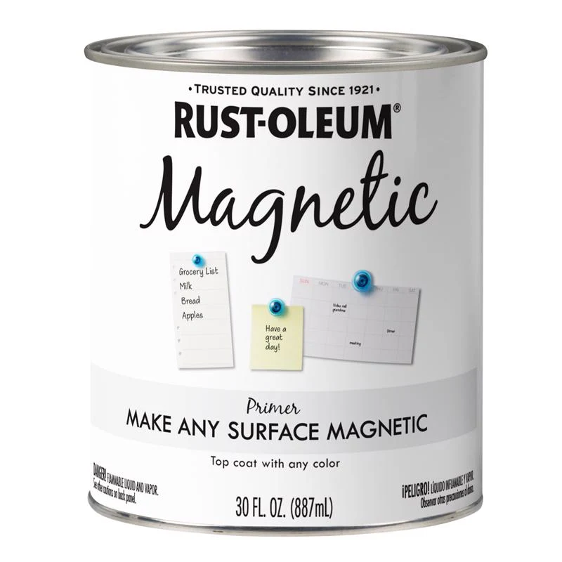 Rust-Oleum Specialty Magnetic Primer (base) + Rust-Oleum Specialty Chalkboard (topcoat)