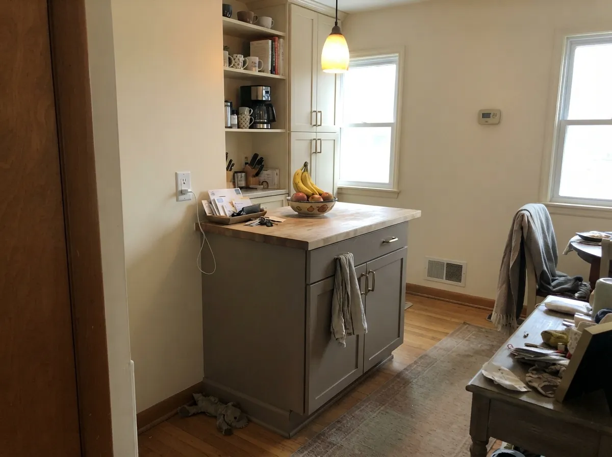 As an island color under cream walls, Anita reads custom against brass and wood — the deeper option earns its keep in small doses.