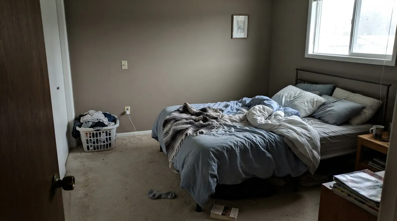 The honest prediction: cool north light with no warm lamp flattens the brown out of this color, the way it does every warm greige in its family.