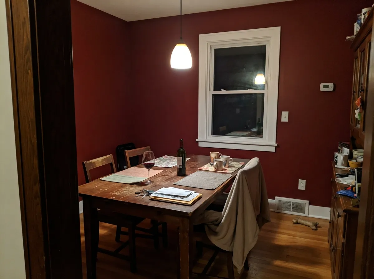 Drenched at dinner-hour lamplight — this is the room Punk Rock was built for.
