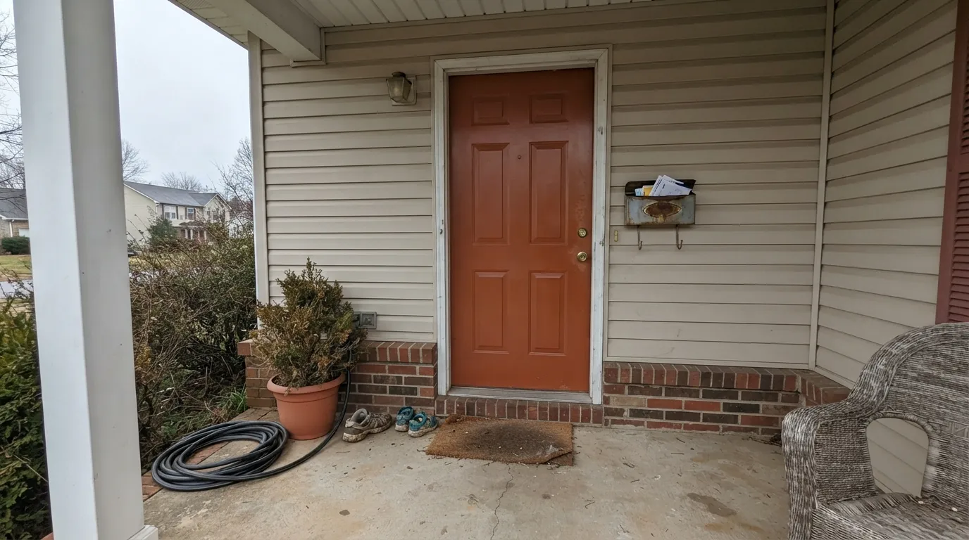 The honest shot: without direct sun the orange undertone takes over and the color drifts brick-brown — the exact letdown buyers describe when they wanted a classic true red.