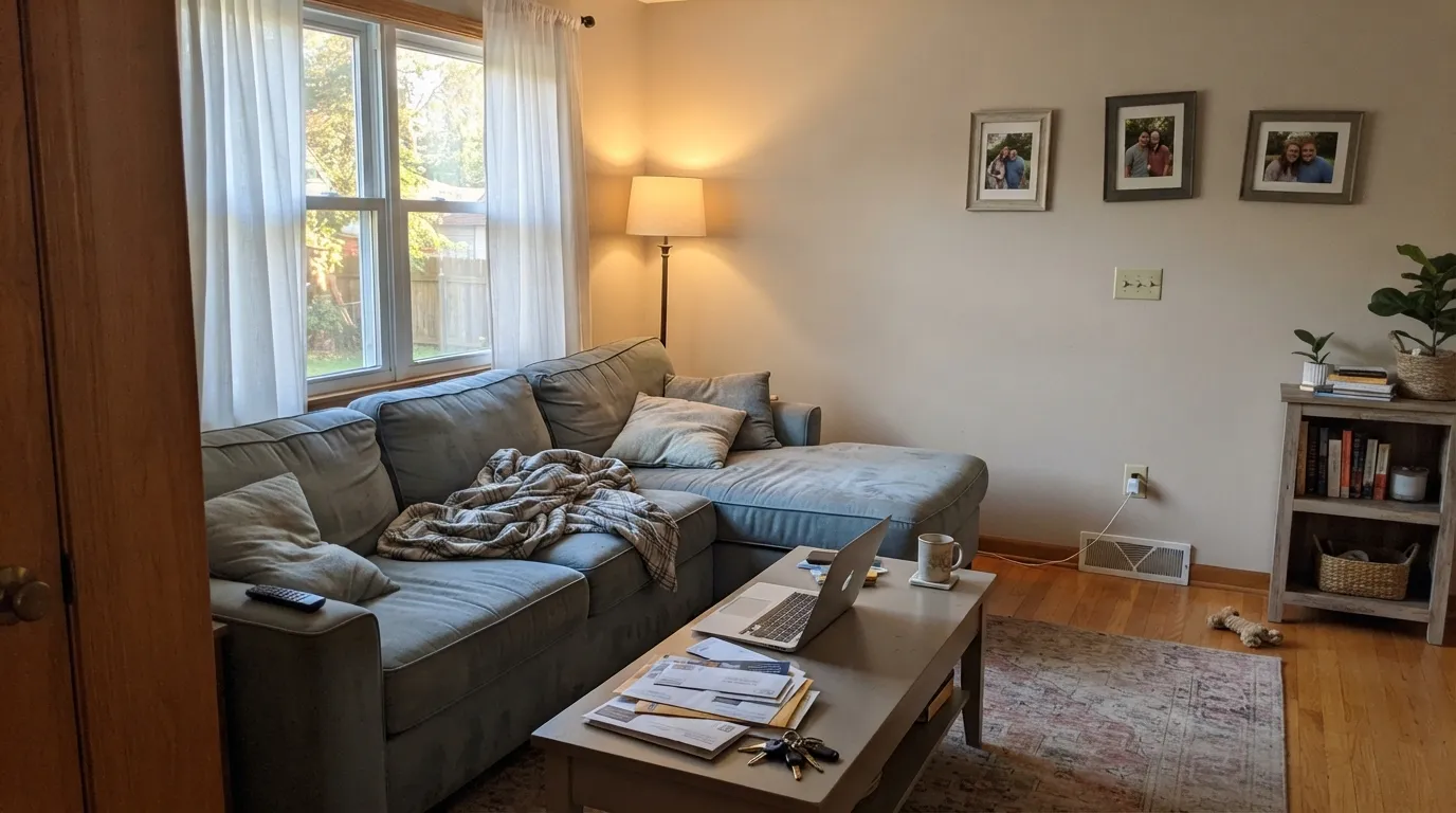 Aged Beige in the warm afternoon light it needs — soft and settled, not the flat gray it can turn in a dim room.