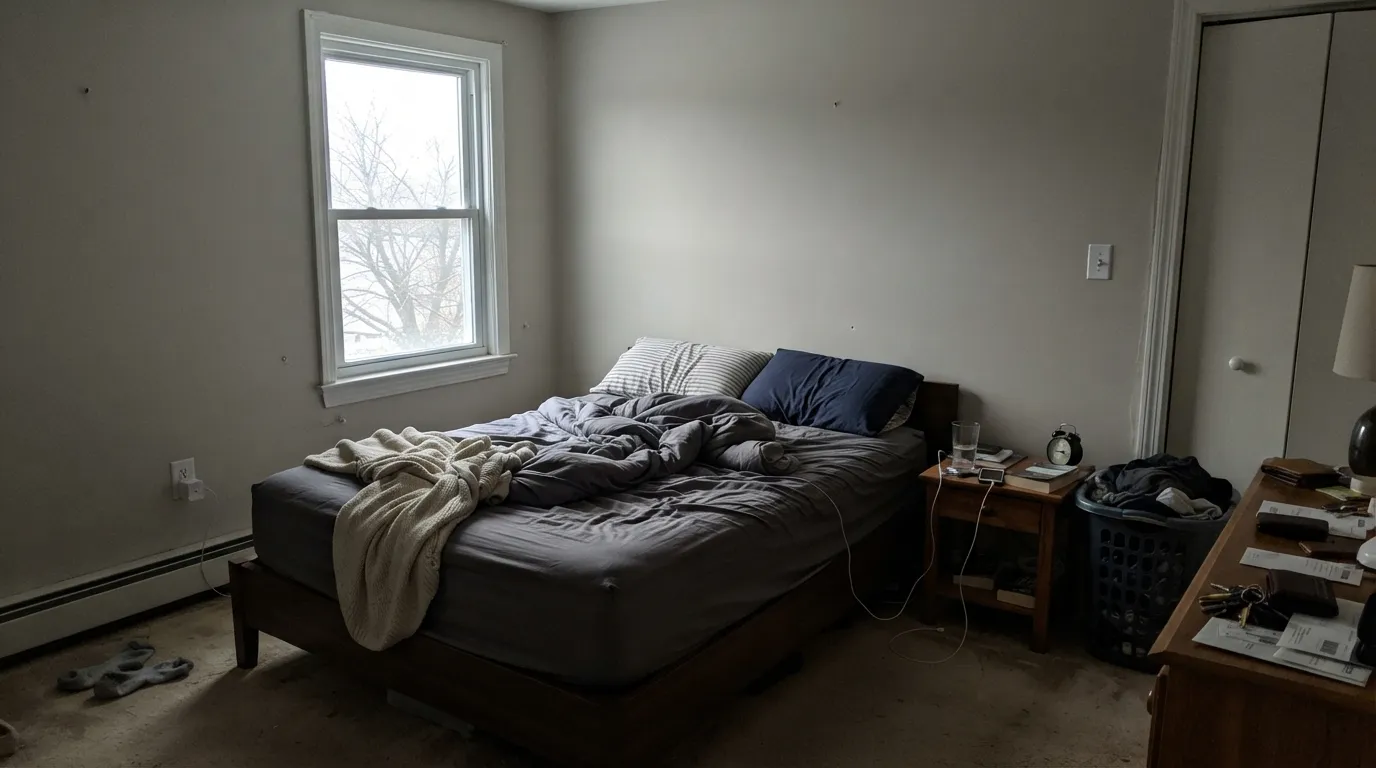 The honest shot: cool north light with no lamps strips the warmth out and leaves a flat, slightly gray-violet wall — the same risk its near-identical twins carry.