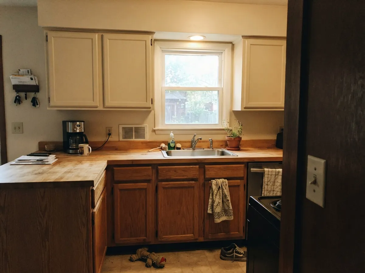 On cabinets over butcher block it looks like it was always there — the pairing this white was made for.