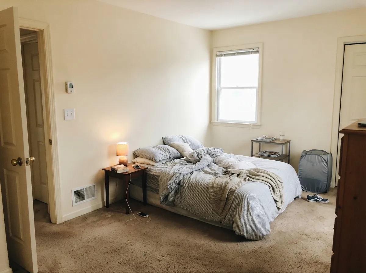 In a north bedroom a cooler white would go gray — Apple Core stays a soft cream, which is the whole reason to buy it.