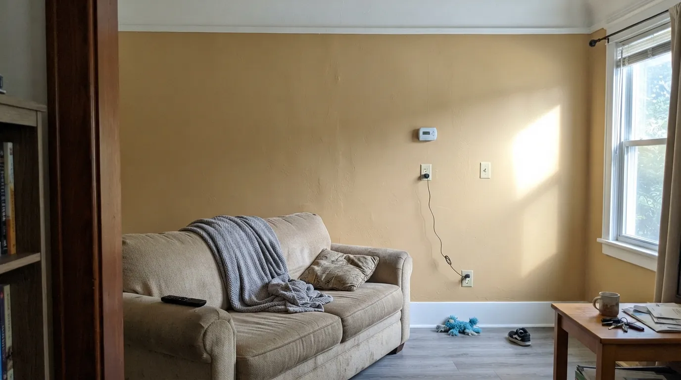 The honest shot: south sun plus a brighter white makes Baja a golden tan, not a quiet beige — the exact 'I wanted beige' surprise from the reviews.