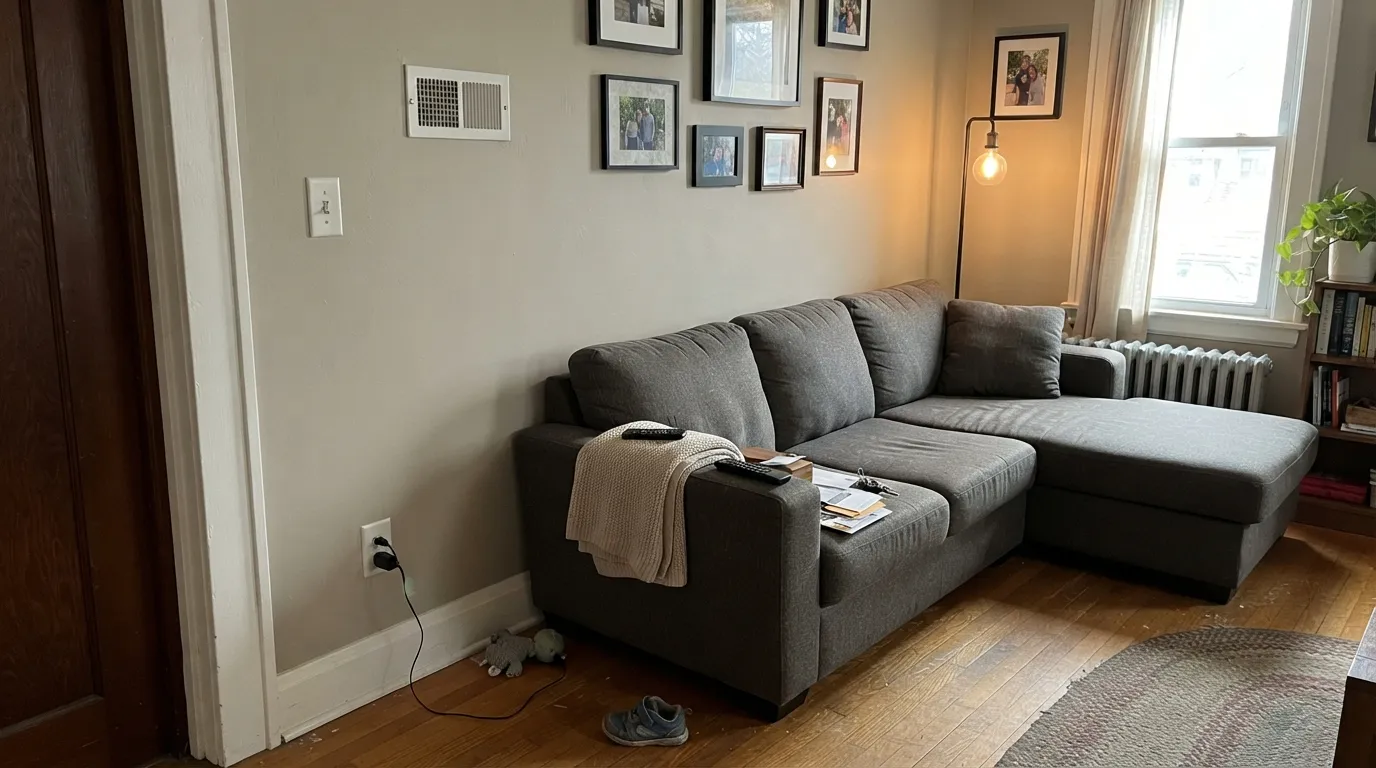 Bit of Sugar on trim against Agreeable Gray walls — bright without the blue-white glare, exactly the job it's used for most.