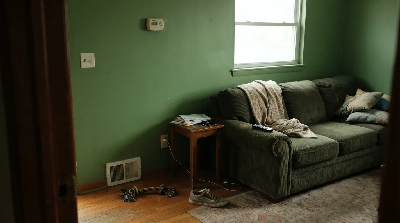 The honest shot: against honey oak floors and trim, Bitter Sage stops looking fresh and starts looking like a 1970s avocado kitchen — the exact pairing behind most of its bad reviews.