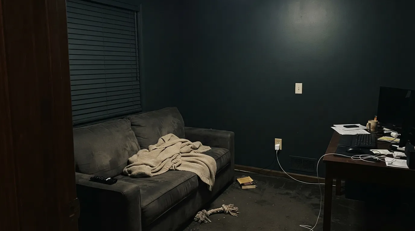 The honest shot: without direct light in the room, Black Evergreen just reads as black — the green the color is named for never shows up.