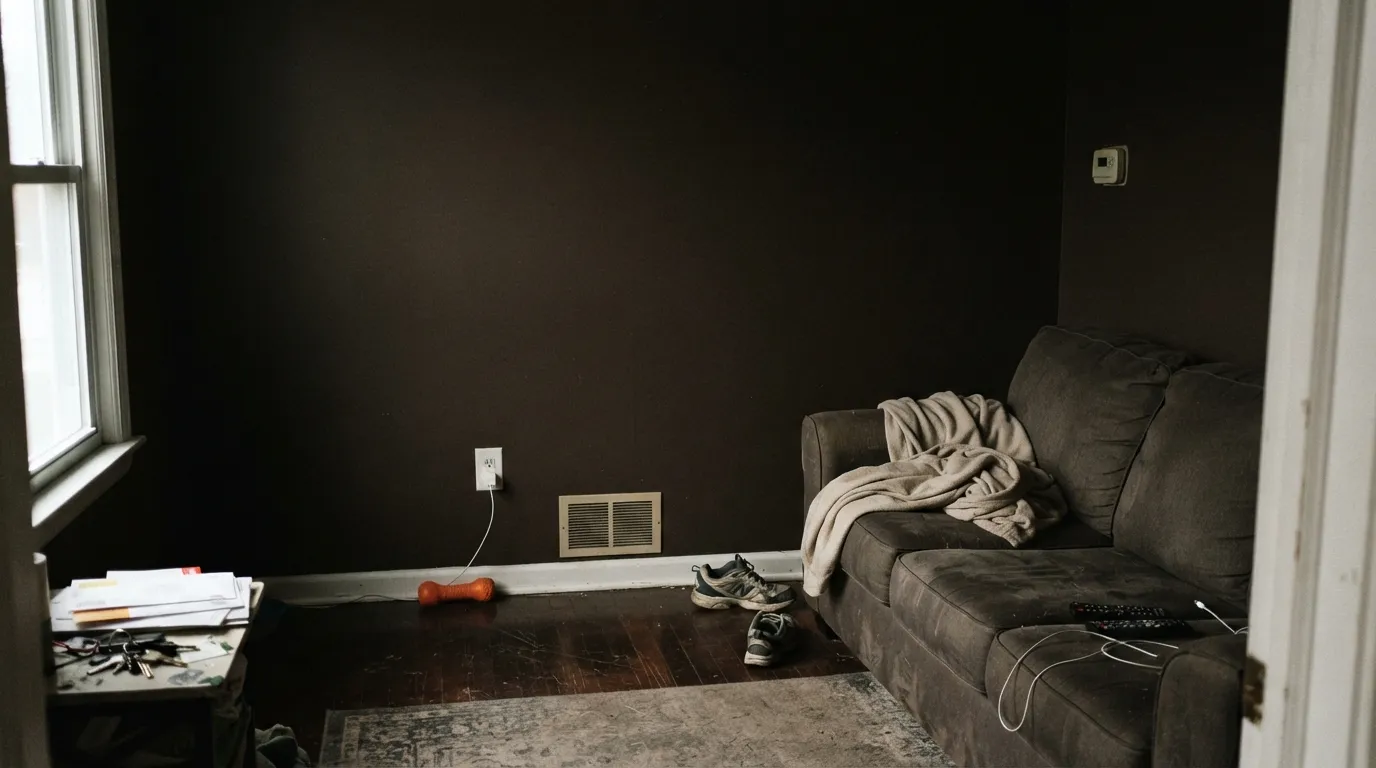 The honest shot: no direct light, no lamp — the mocha disappears and it reads like any flat black, the exact letdown behind most of its lukewarm reviews.