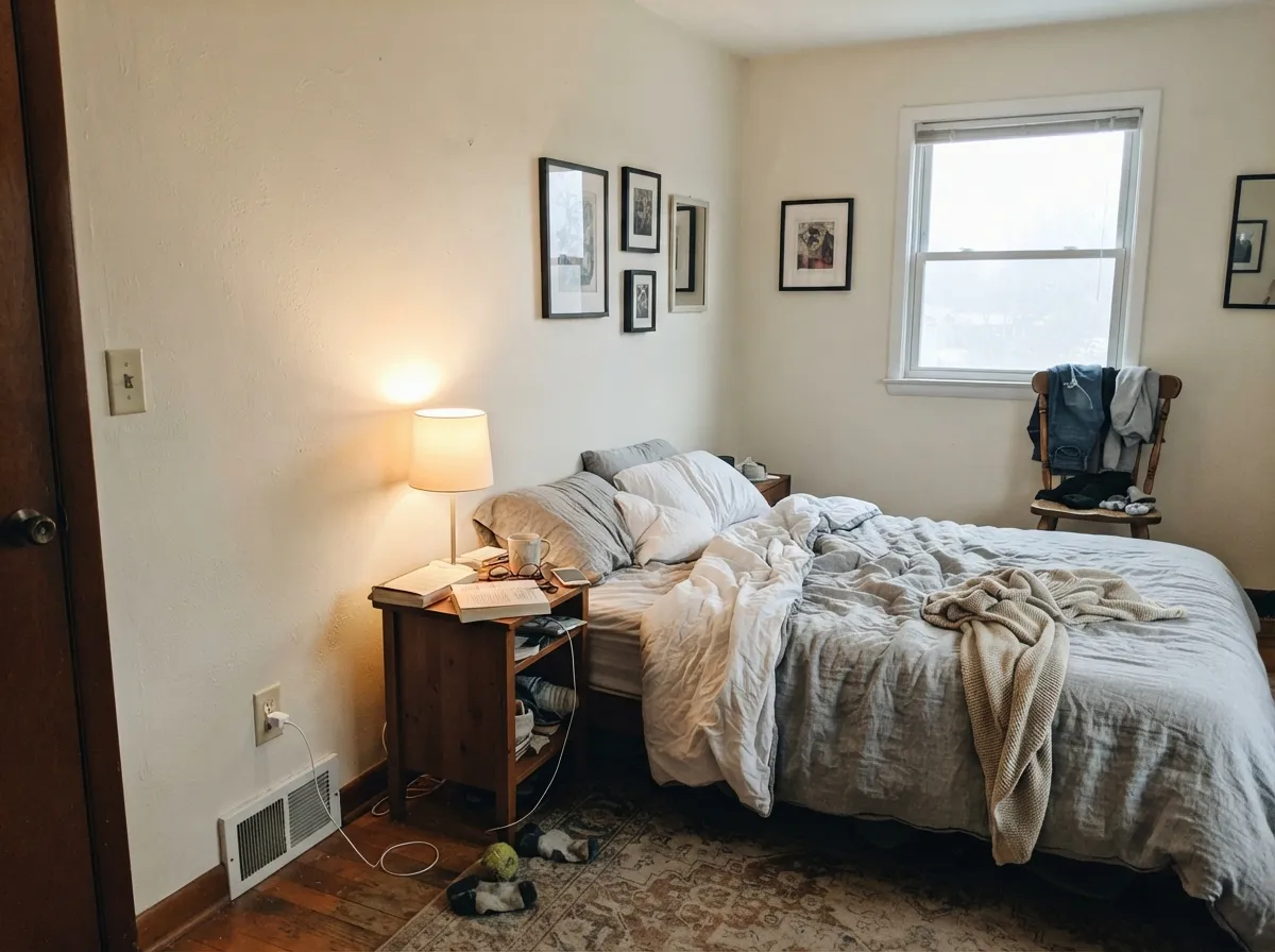 In flat north light the rosiness cancels out and it settles into a clean soft cream — this is where it beats gray.