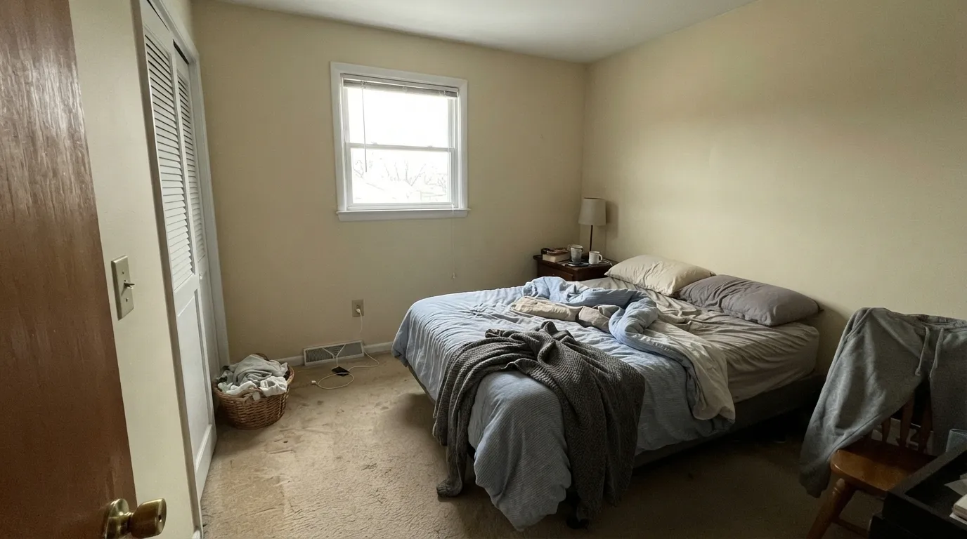 The honest shot: cool north light with no warm lamps drains the color to a flat, dull cream — the exact situation behind most complaints about warm whites like this one.