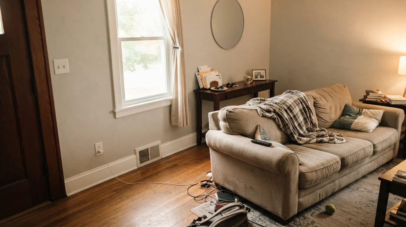Chic Gray in the light it was made for — warm afternoon sun keeps the beige forward and the gray reads settled, not cold.