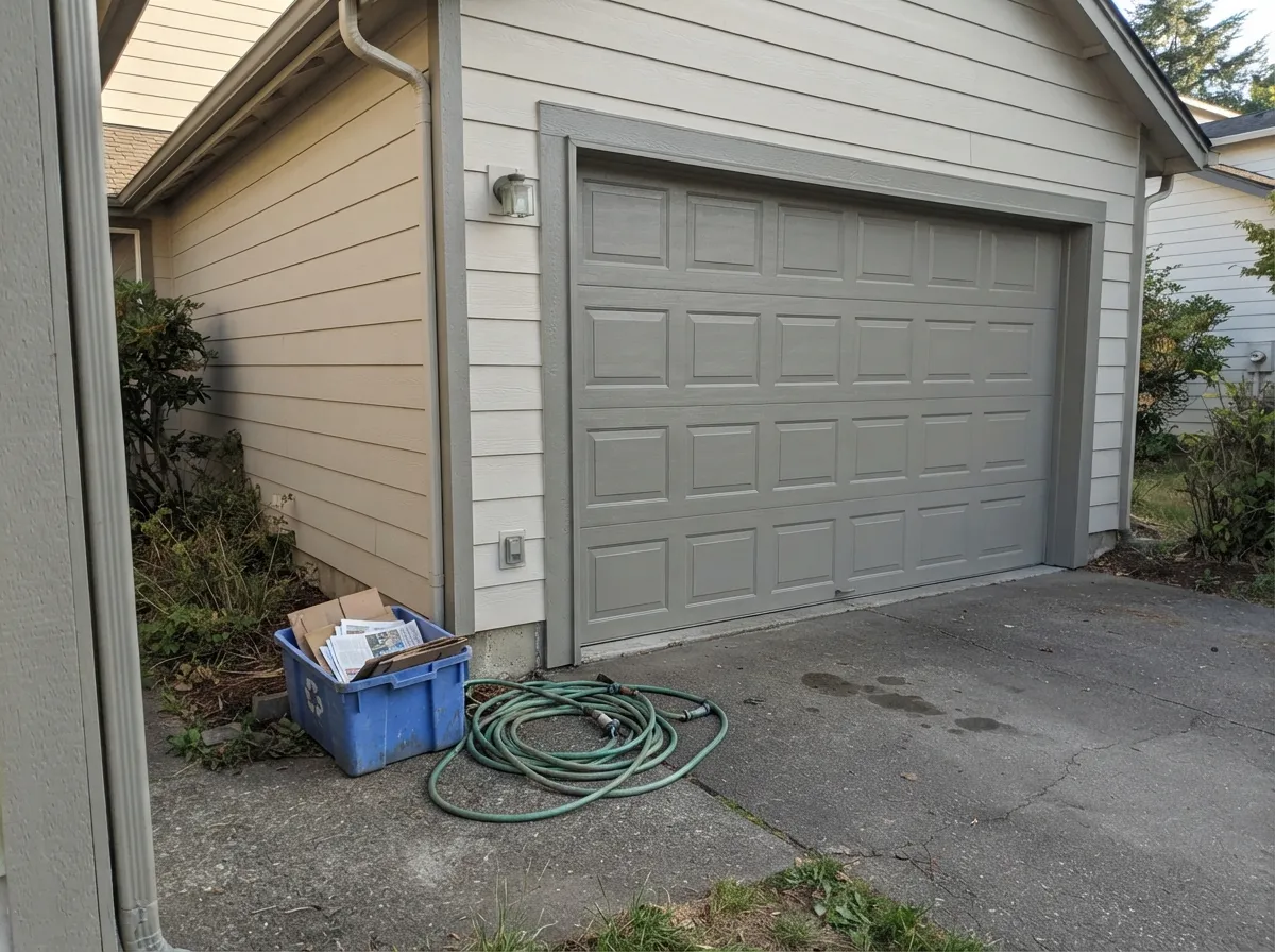 As a darker trim and garage-door color under a lighter body, it adds just enough contrast without a third color fighting for attention.