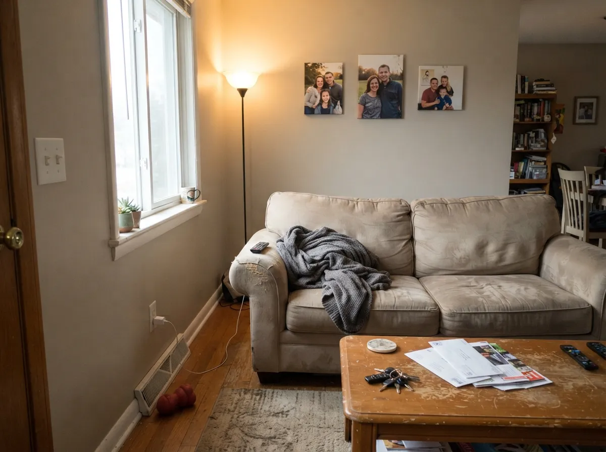 On a whole-house wall in real afternoon sun it warms into a soft, creamy beige-gray — quiet, not boring.