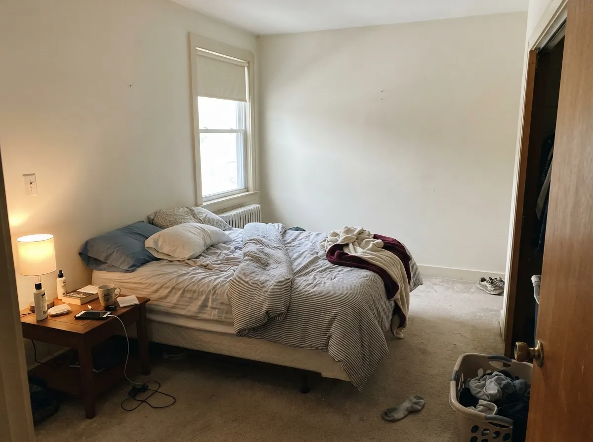 On a ceiling it disappears in a good way — LRV 92 bounce without the blue-white glare Ultra Pure White would throw over warm bedding.