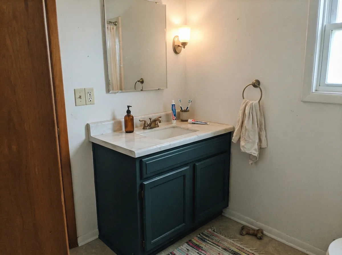 In small doses — a vanity, not the whole room — the near-black depth reads as deliberate rather than heavy.