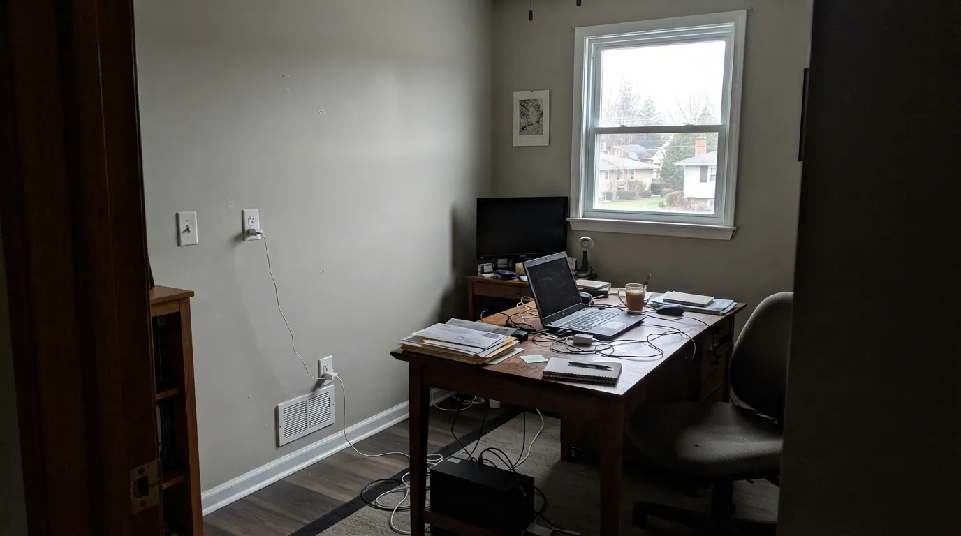 The honest shot: cool north light with no warm lamp strips the color down to plain gray — the exact situation behind most disappointed reviews.