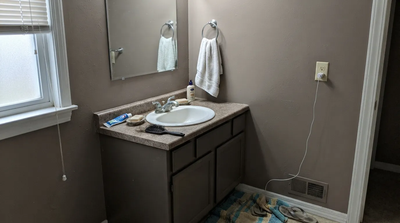 The honest shot: cool, flat daylight with no warm light drains the clay warmth out and leaves a dull, muddy gray-brown — the situation behind most of the disappointed reviews.