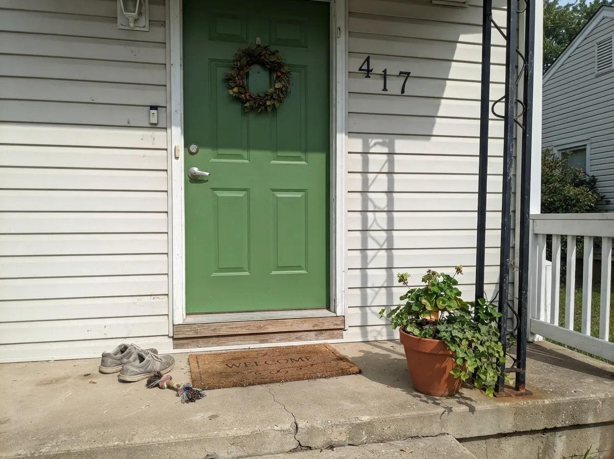 On a front door against a light body it reads as a grown-up curb-appeal green — no trend baggage, no fuss.