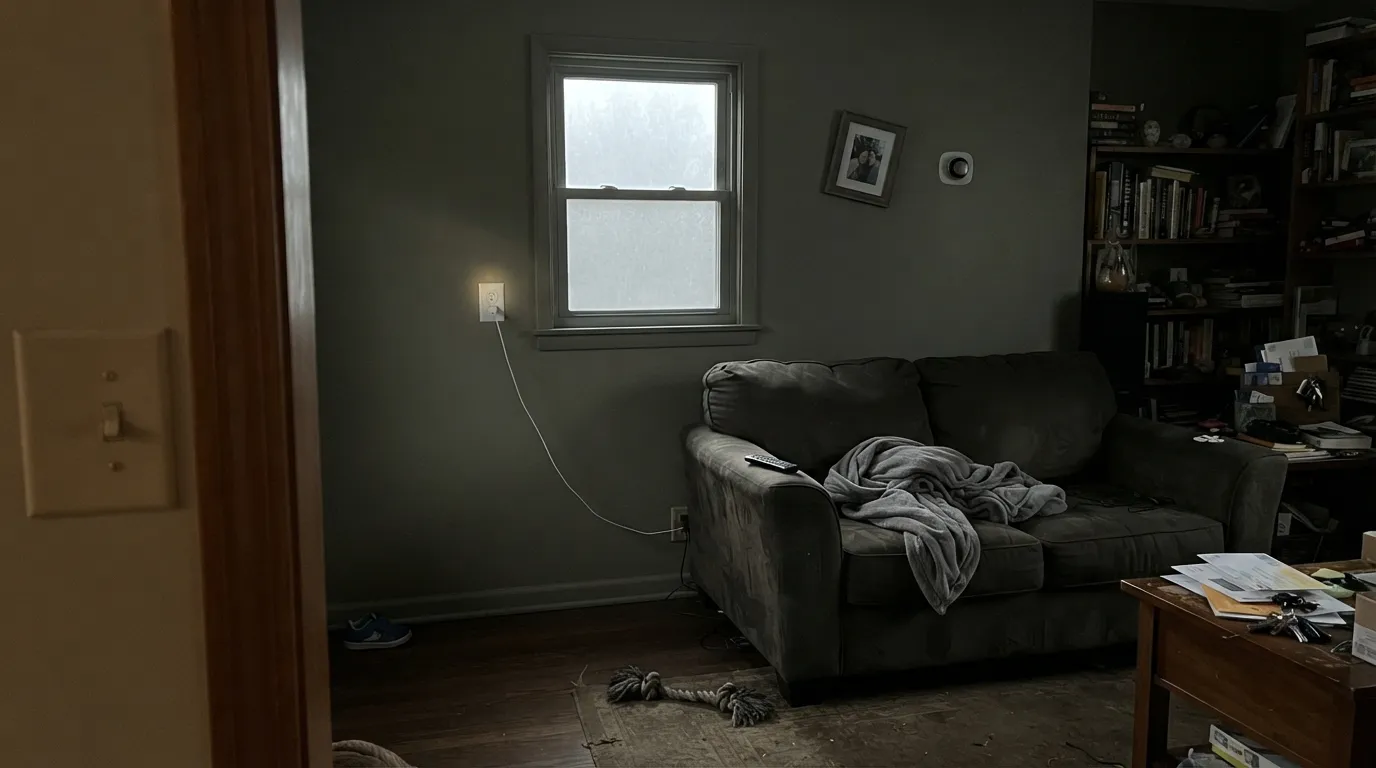 The honest shot: in a dim north room with no lamps, Forest Path goes khaki-gray and the leaf drains out — the exact miss that makes people think they painted a dirty green.