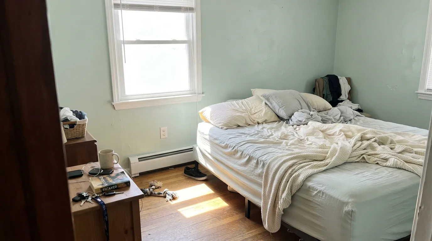The honest shot: south sun wakes the green and Frosted Jade goes mint — the exact miss if you bought a quiet gray.
