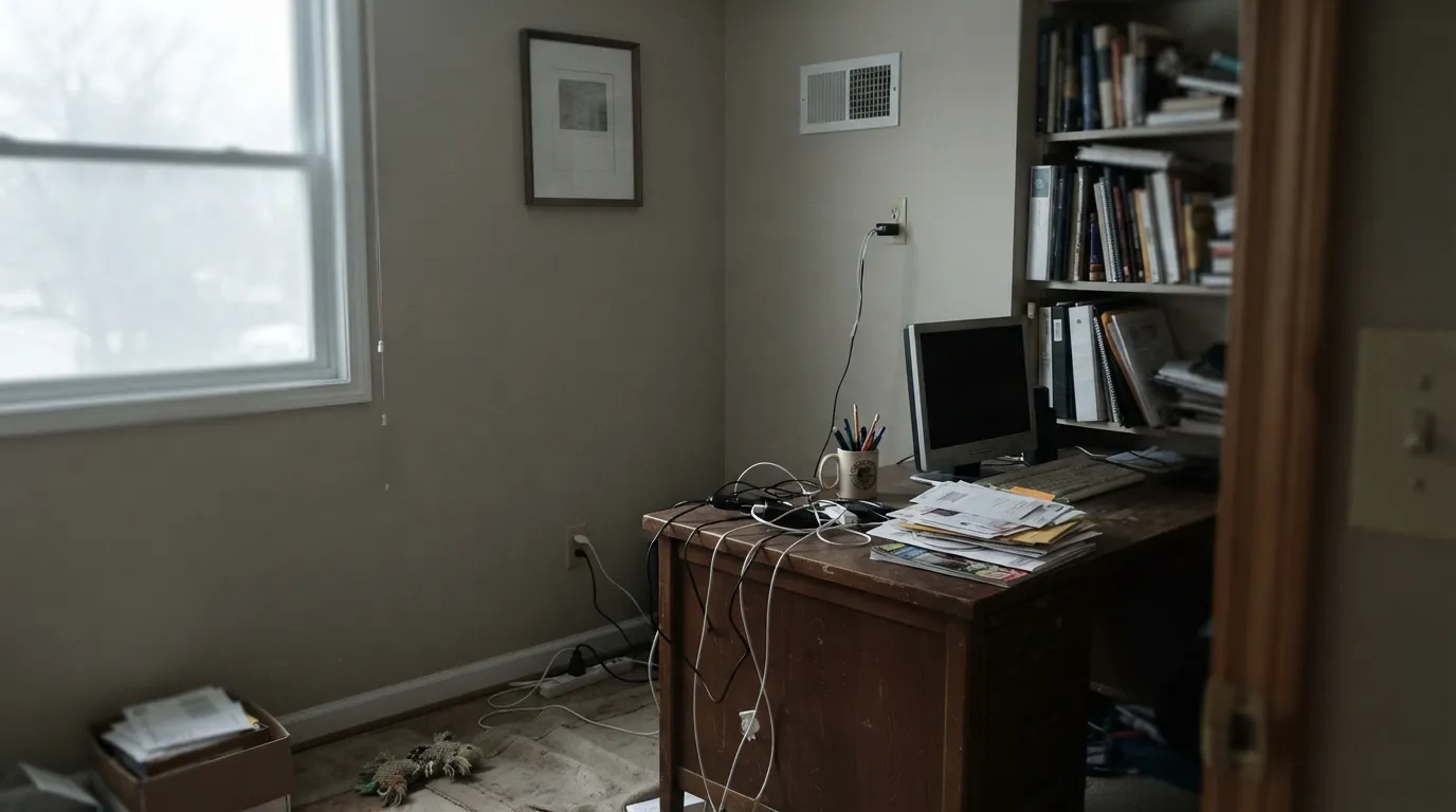 The honest shot: dim north light with no lamp strips the warmth out and leaves a flat gray — the one lighting condition this color can't fight.