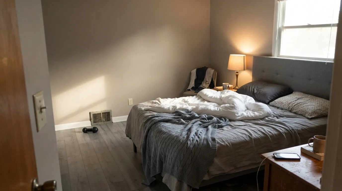The honest shot: next to cool gray floors in afternoon sun the brown is unmistakable — this is the moment buyers who wanted gray realize they bought taupe.