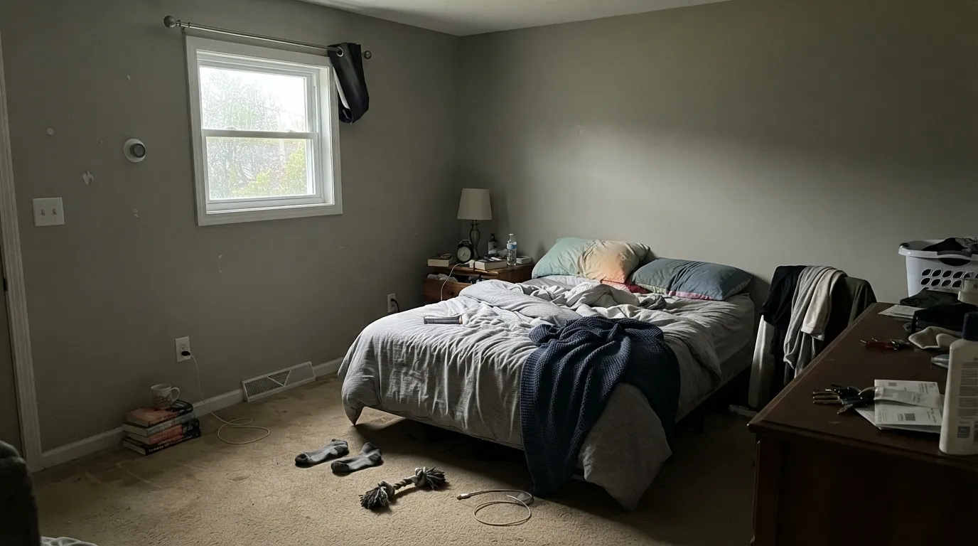 The honest shot: cool overcast light pulls the green-yellow trace forward and the warm gray goes flat and a little olive — the exact situation behind the mixed undertone reviews.
