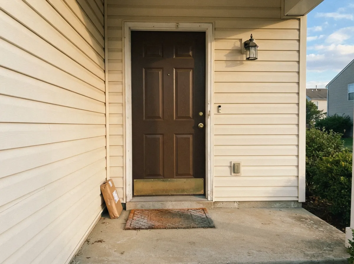 On a front door in full sun it reads clearly brown, not black — the classic use for this color.