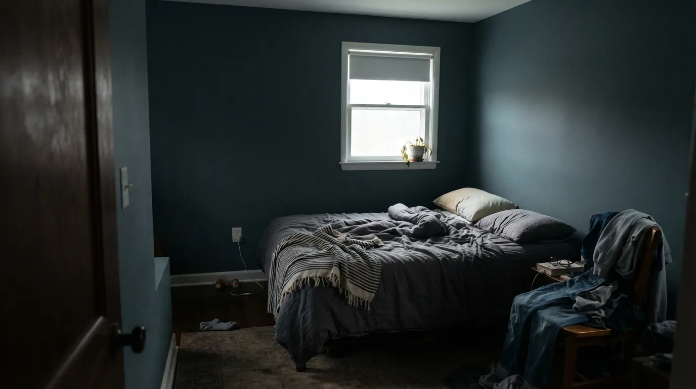 The honest shot: in a dim north room with the lamps off, the jade disappears and Hidden Gem is just dark gray.