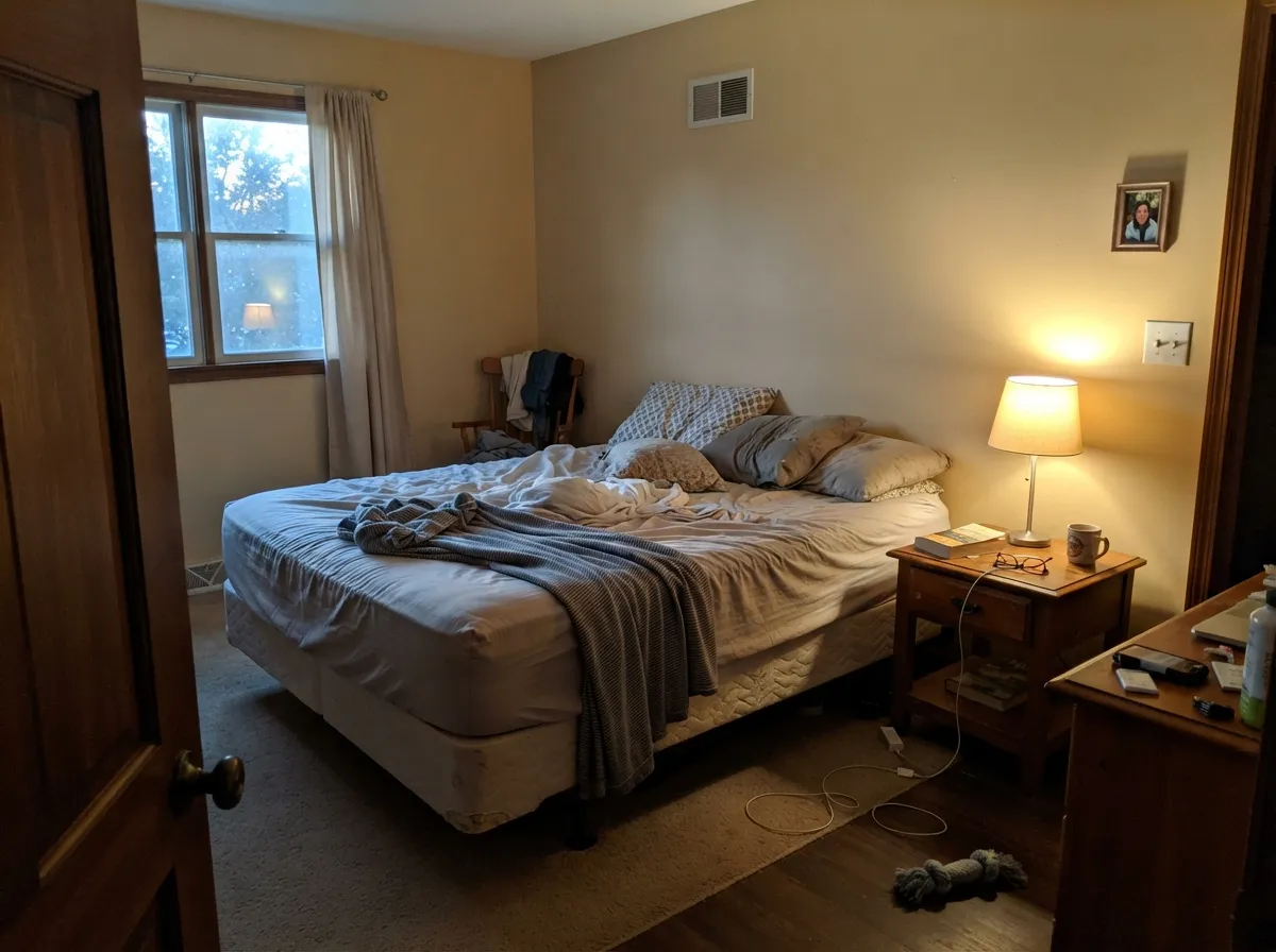 Under a warm lamp at night the honey comes forward and the room feels cozy, not yellow.