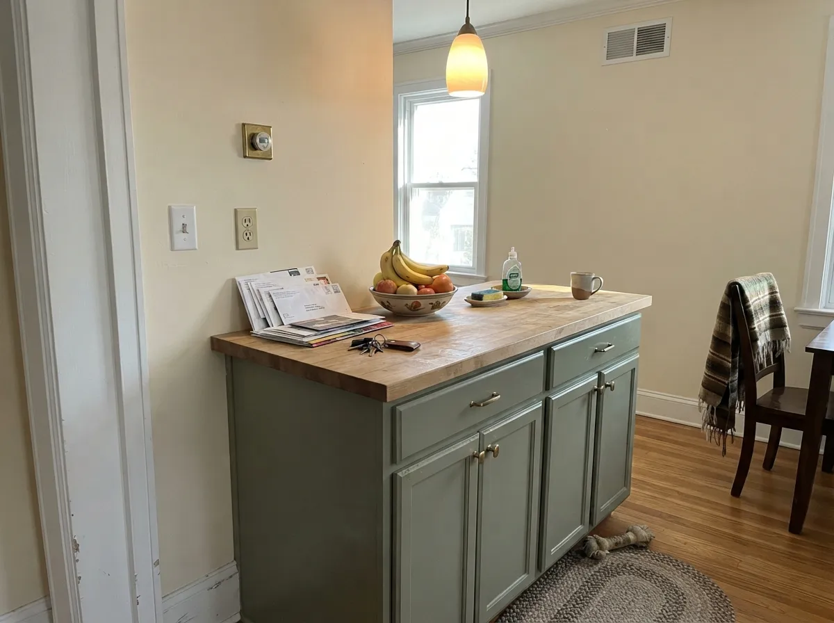 On an island with warm wood and brass it earns its second job: a real green without the full commitment.