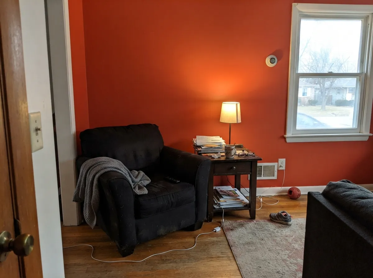 In doses — one wall, dark furniture, a soft white neighbor — Inferno works as a bold accent instead of an overwhelming room.
