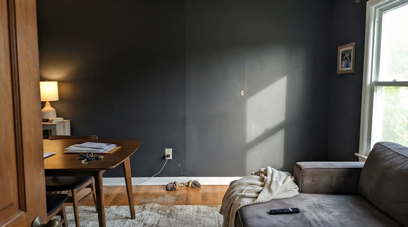 The honest shot: in a sunbeam the name stops being true — Jet Black drops to a plain charcoal gray, and raking light shows every roller pass.