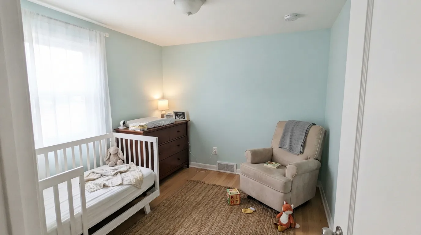 Behr Light Drizzle in a real room