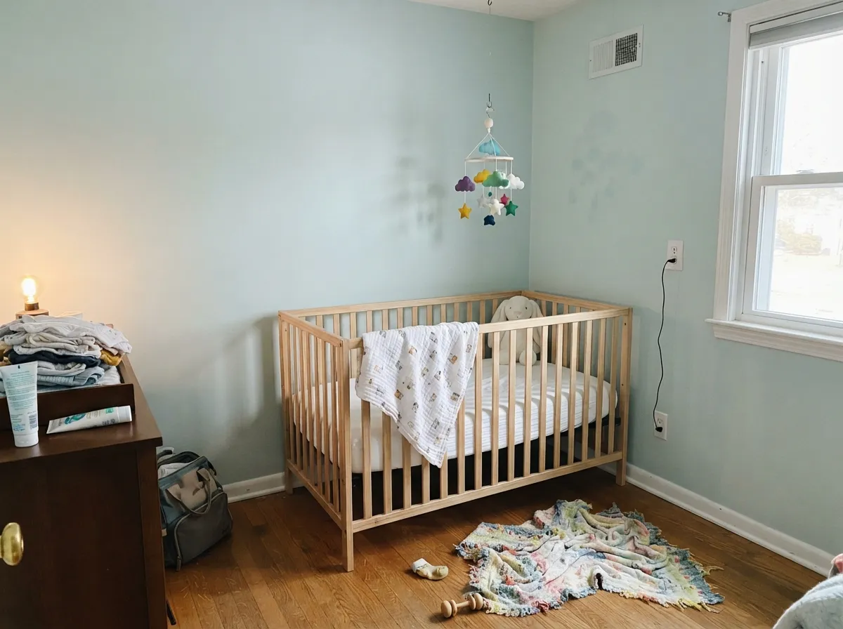 Calm and gender-neutral in a nursery — pale enough to stay soft, colored enough to feel decorated.