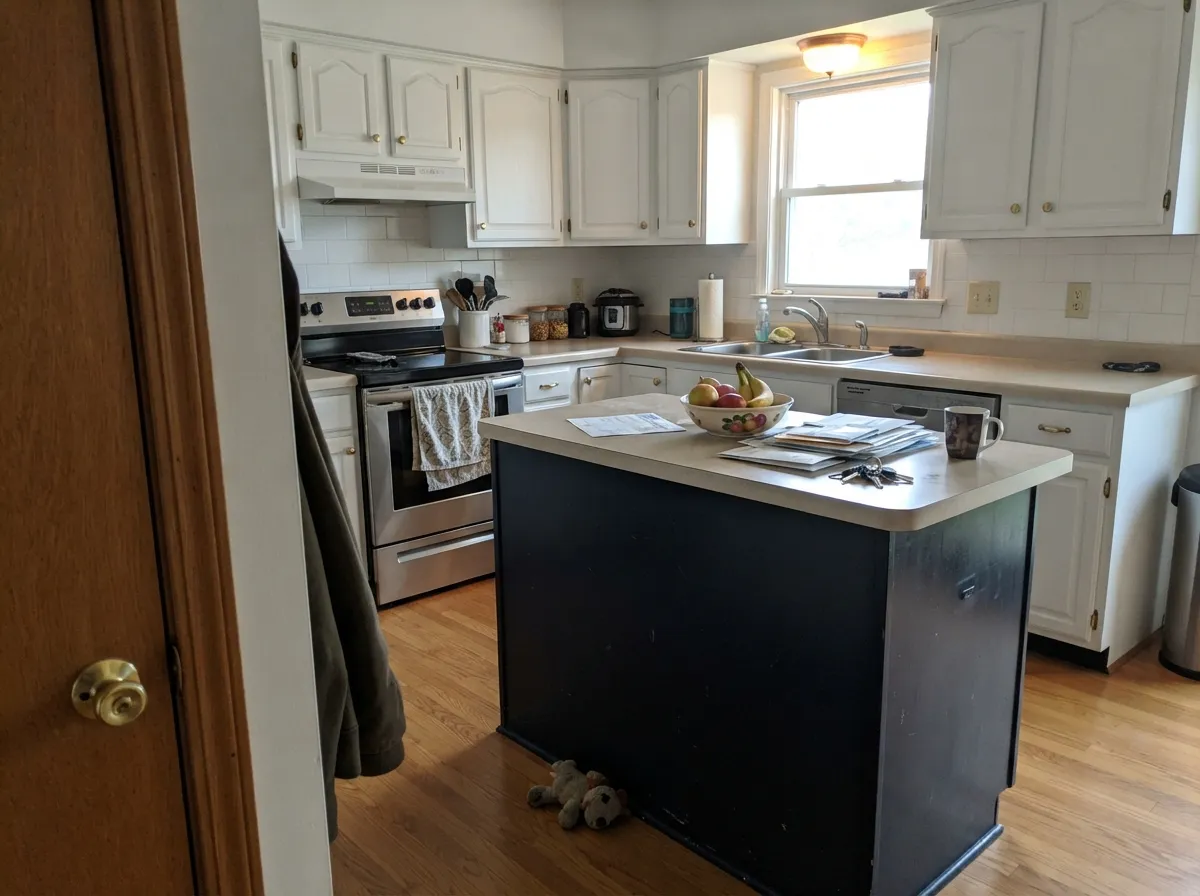 Its best kitchen role: the island carries the color while bright white perimeter cabinets keep the room from feeling heavy.