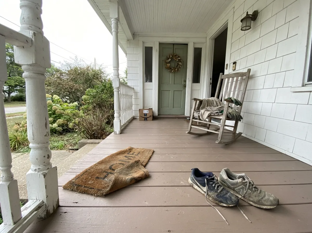 The unusual trick: Behr sells this exact color as a porch-and-patio floor enamel, so the floor and the walls above it can be a genuine match.