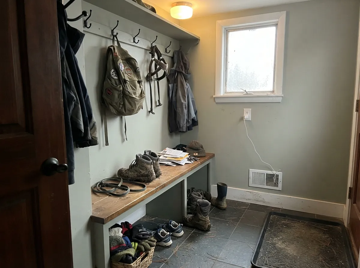 On a mudroom wainscot the depth hides boot scuffs and backpack drag marks without going dark.