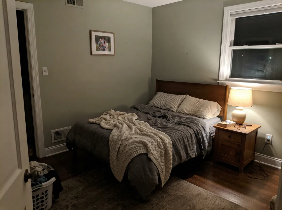 As a single accent wall under lamplight it turns cozy and enveloping instead of heavy.
