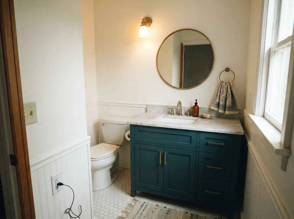 A small, genuinely bright room is the classic place to spend a color this saturated — enough light to keep the teal alive on every surface.