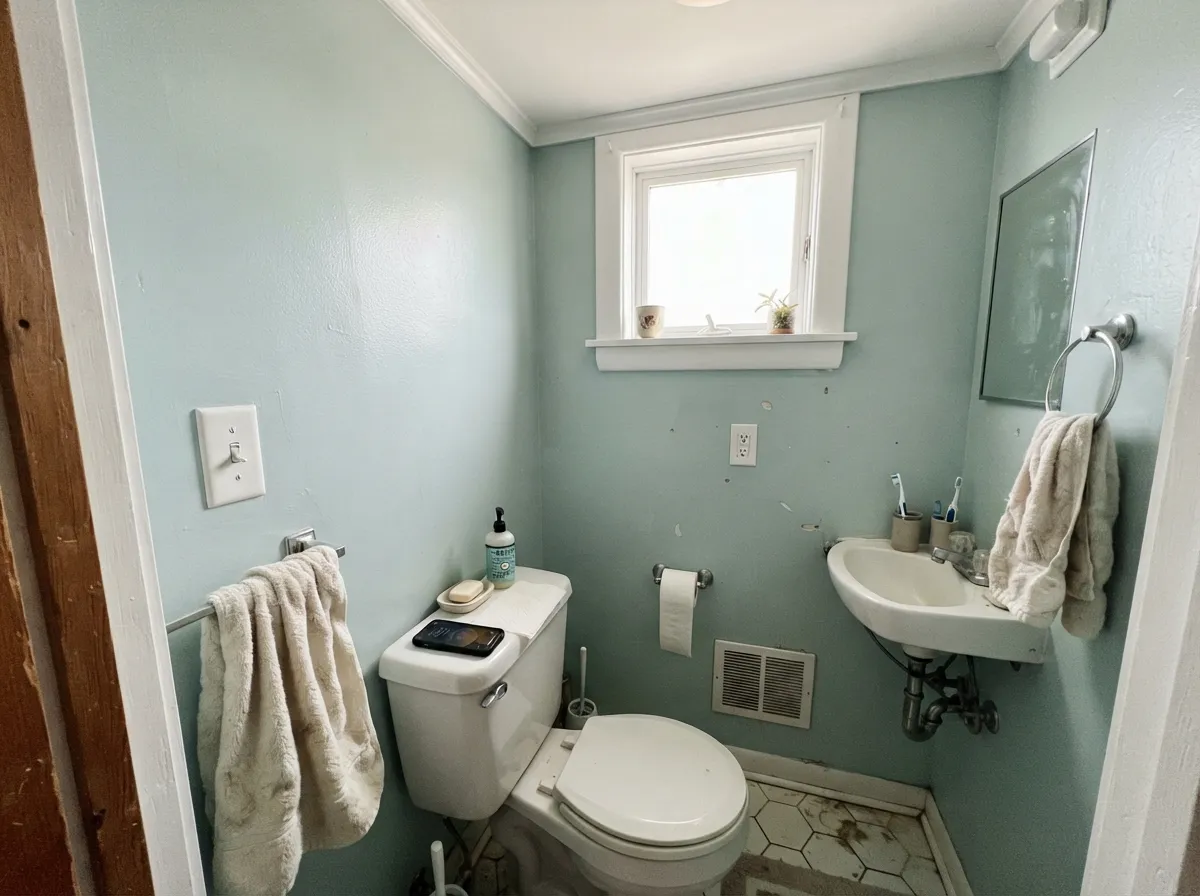 Small rooms take the light teal well — four walls of Ocean Boulevard read considered, not leftover, if the ceiling stays bright white.