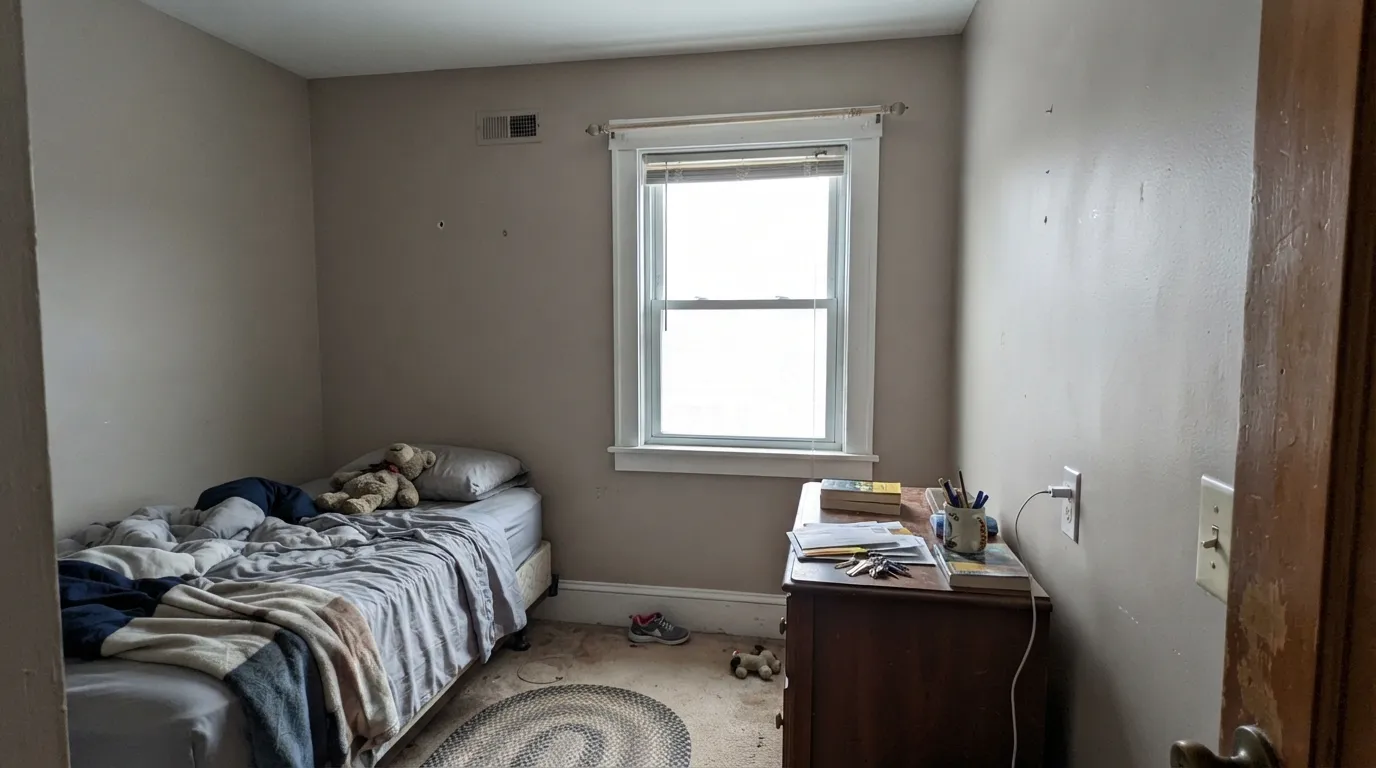 The honest shot: cool north light and a stark white trim drain the warmth and leave a muddy gray — the exact combination behind the disappointed reviews.