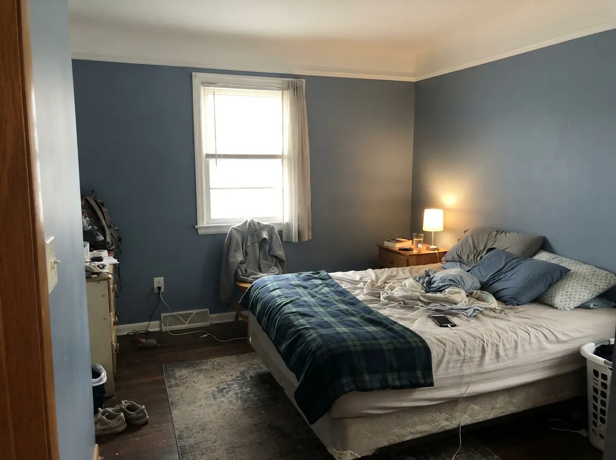 In real daylight the blue is unmistakable and calm — grounded, not cold.