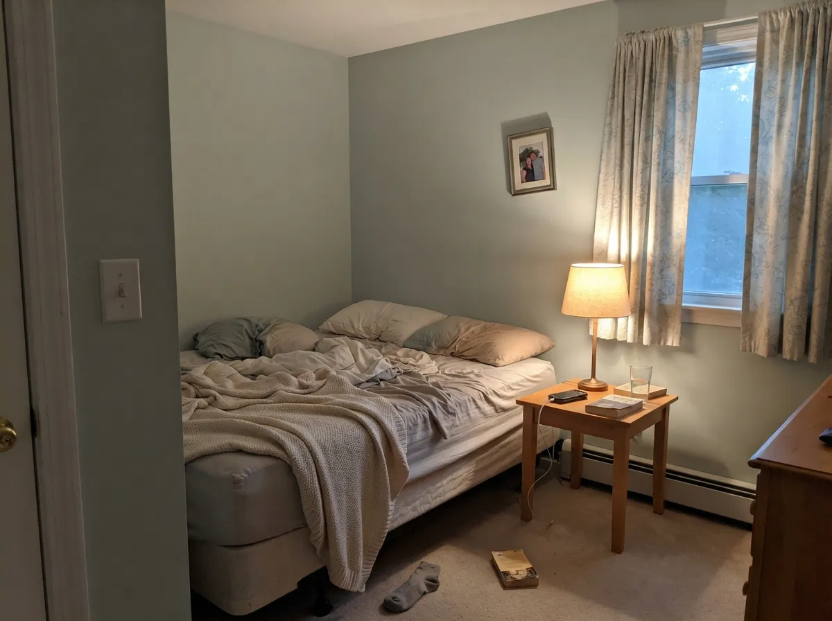 Under a warm lamp at night the color stays soft and green-tinted instead of going cold.