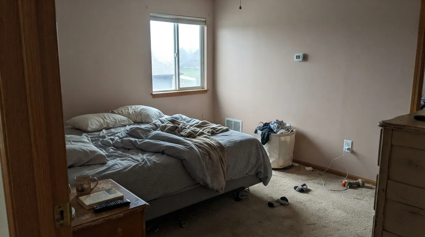 The honest shot: cool north light on a cloudy day, and the blush disappears — what's left is a plain, slightly muddy beige. This is the light where Rosewater disappoints anyone hoping for visible pink.