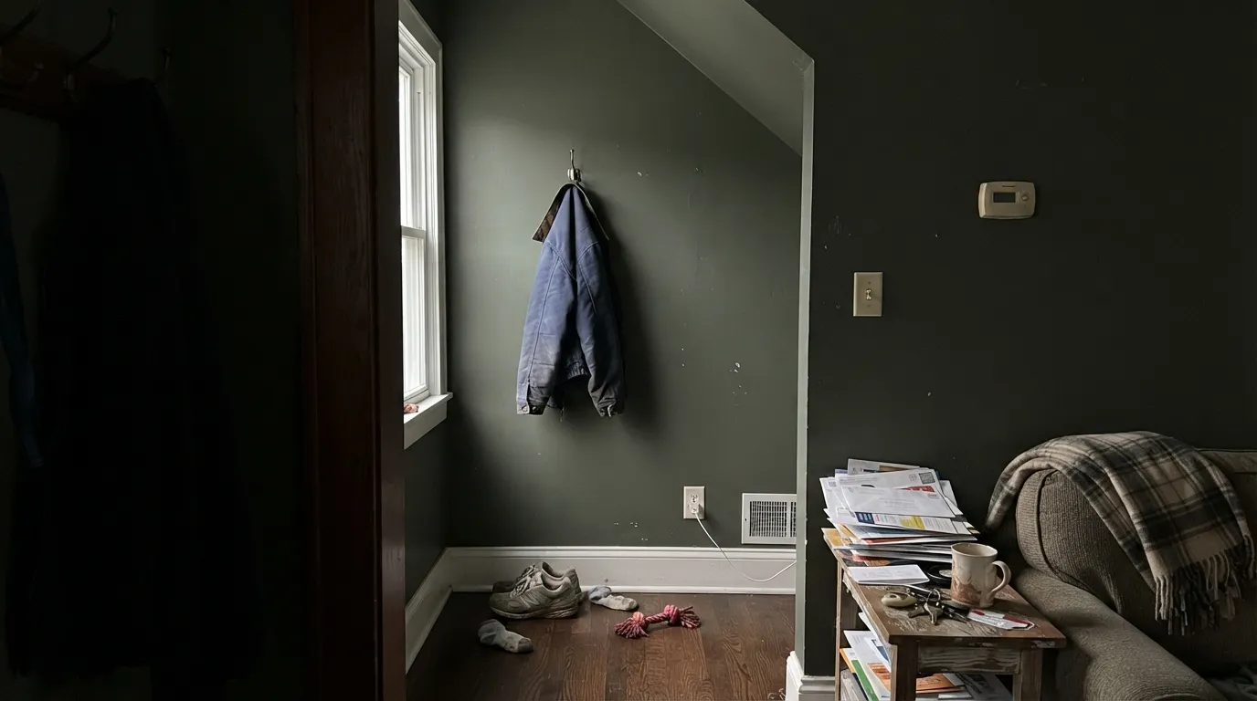 The honest shot: no lamp, no direct daylight, and Royal Orchard goes flat, nearly black — the exact setup behind every disappointed review.