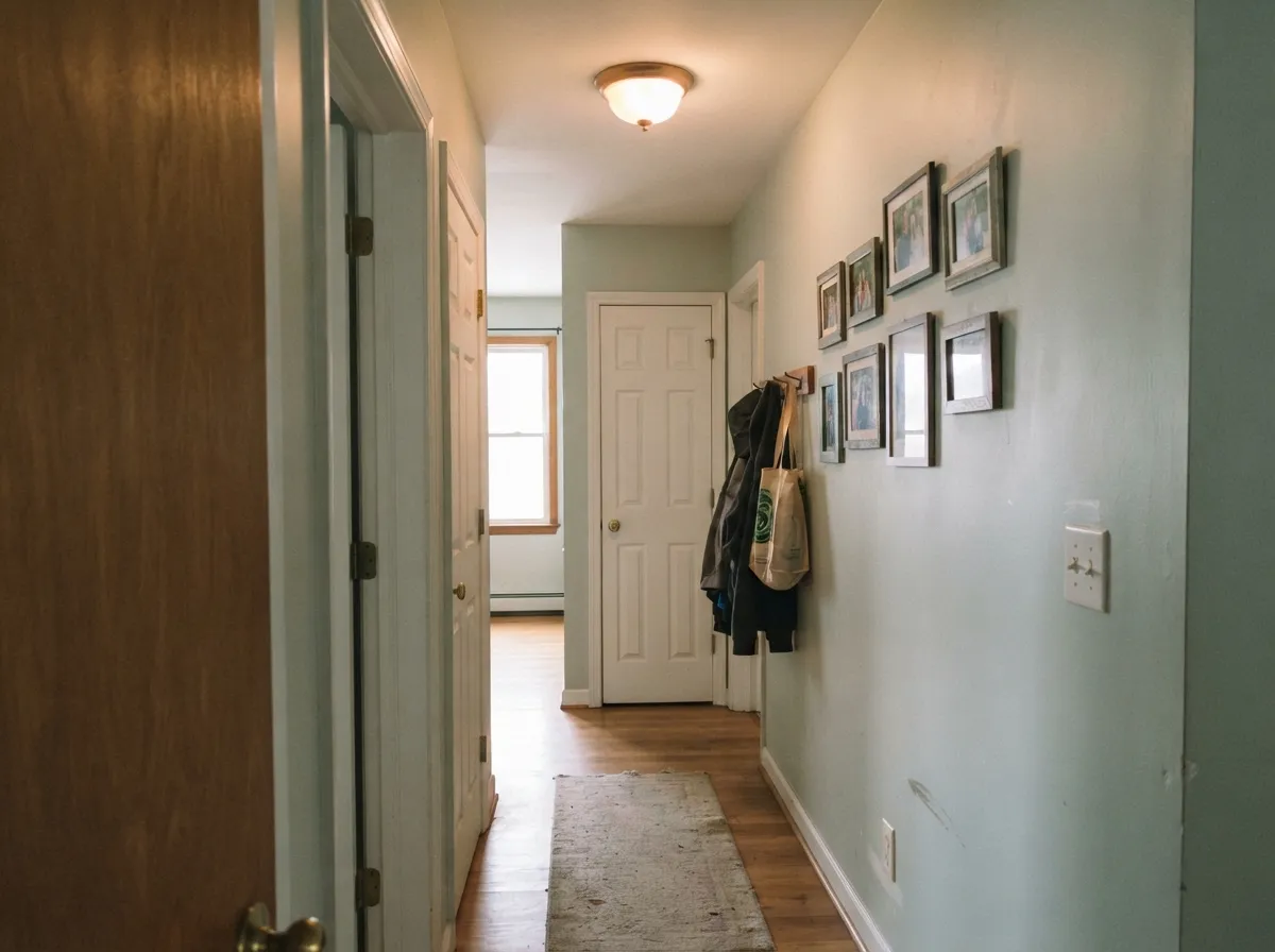The job Home Depot already hired it for: ceiling, trim, and walls in one code, sheen doing the edge, no brighter white anywhere.
