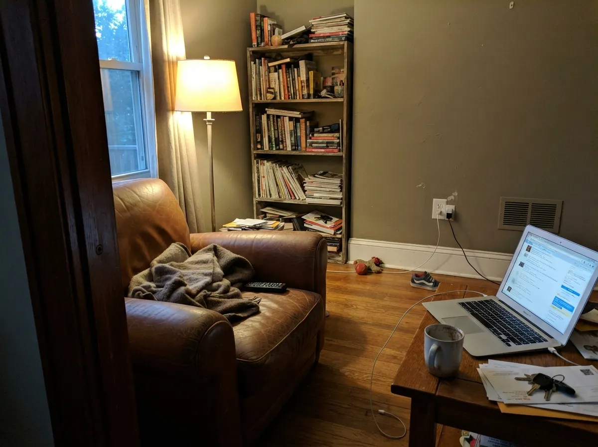 In a lamplit den it carries the walls with real weight — this is the room the depth is for.